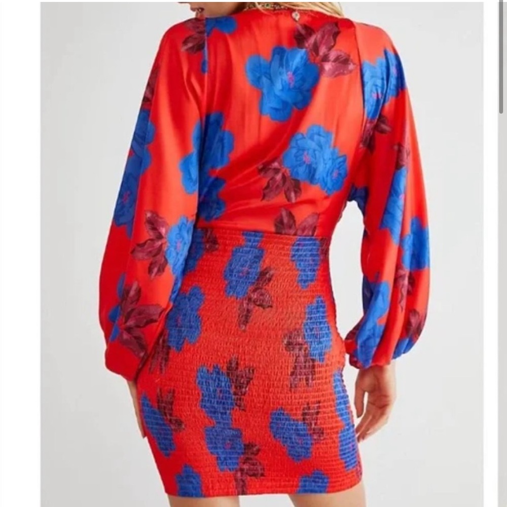 Vibrant Red and Blue Floral Free People Dress - Picture 4 of 4